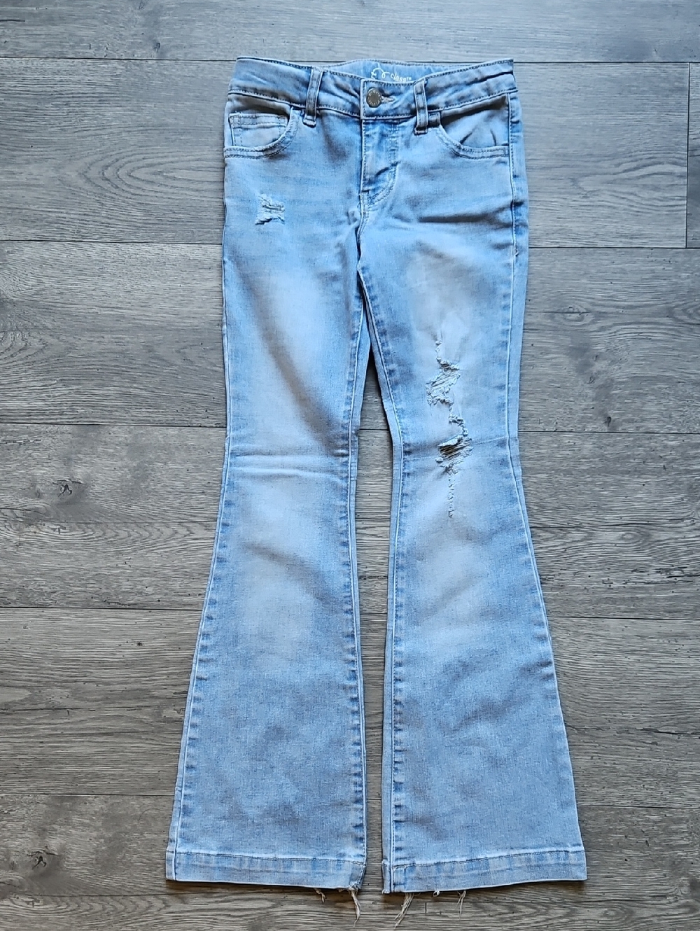 Art Class Girls Light Wash Distressed Flare Jeans Size 8